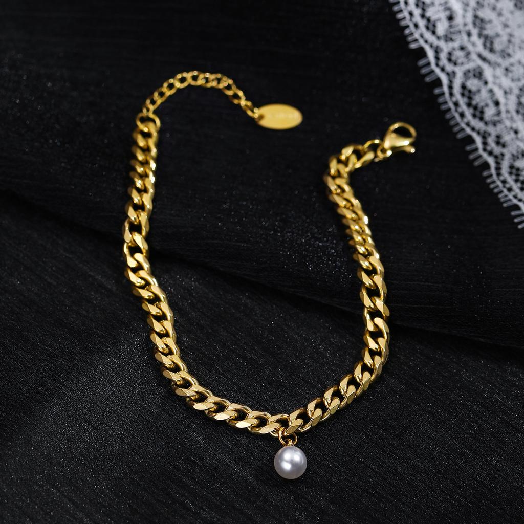 Pearl Pendant Bracelet Titanium Steel Does Not Fade Women'S Simple Fashion Stainless Steel Jewelry