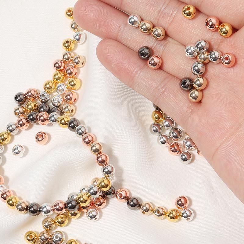 3 4 6 7 Mm 50-500pcs Gold Color CCB Ball Beads Round Loose Bead For Making DIY Bracelet Necklace Wedding Jewelry CLE