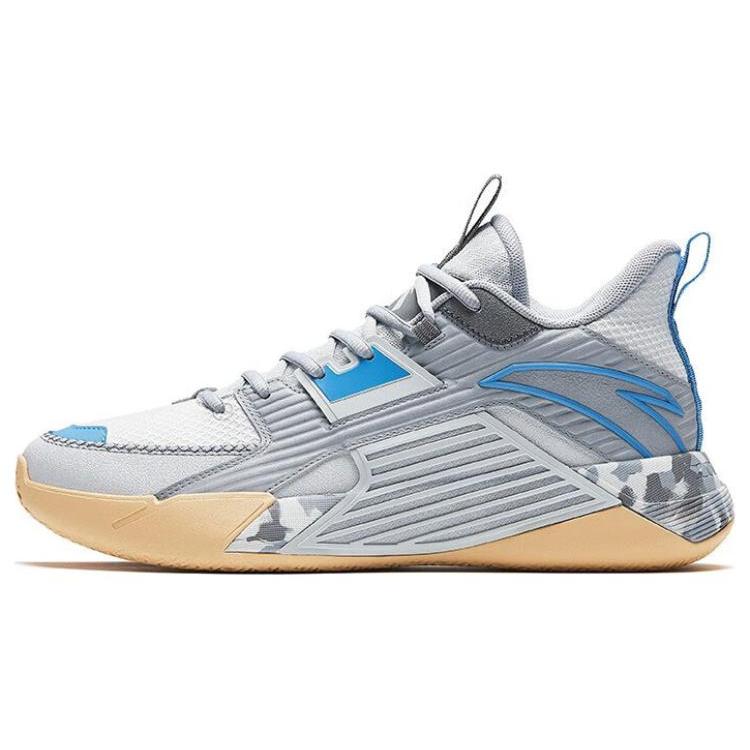 

new Anta Speedy 3 Abrasion Resistant Mid Top Basketball Shoes Men s Gray Blue 44.5