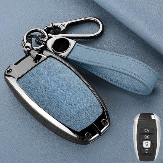 Alloy Leather Car Key Case Cover For Lincoln MKC MKZ MKX Navigator Continental