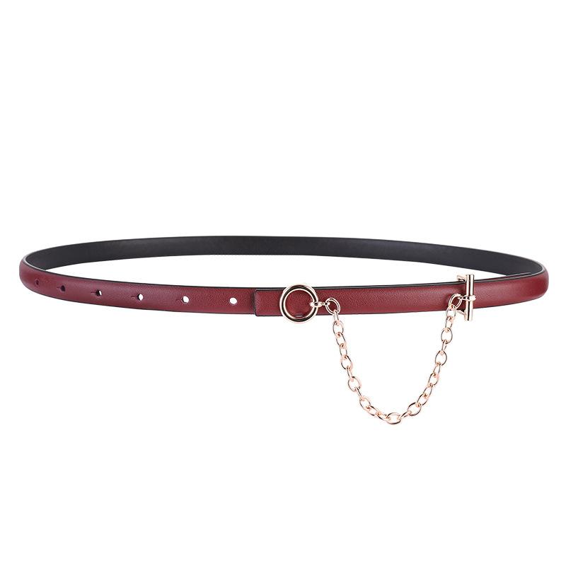 

Meier Top-grain leather belt with a stylish chain buckle, perfect for dresses, pants, and cinching your waist 100cm бордовий
