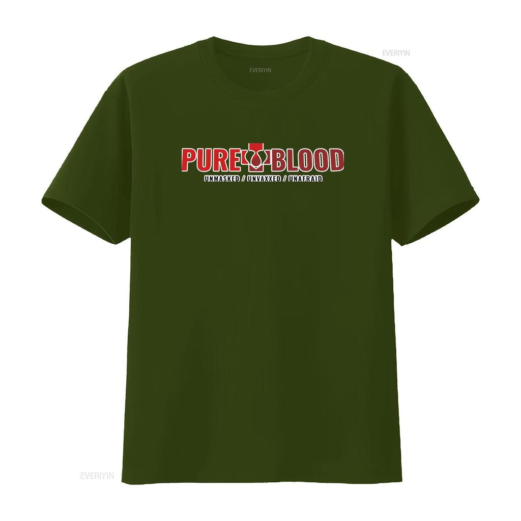 Pureblood Unmasked Unvaxxed Unafraid T Shirt Funny Anti Vaccine Statement vintage Washed Comfortable Versatile designer clothes