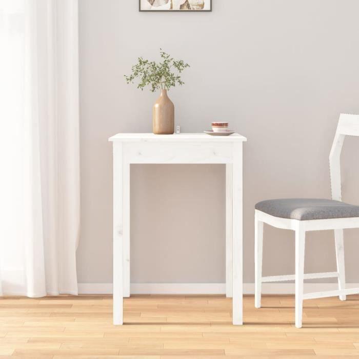 VidaXL Table à manger Blanc 55x55x75 cm Bois massif de pin 814255