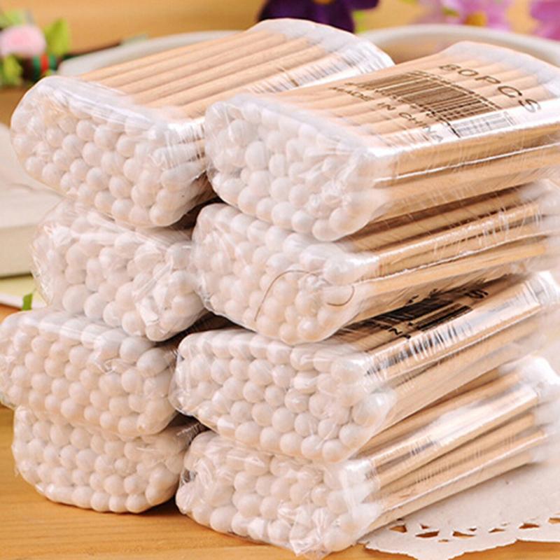 30~35Pcs Makeup Cotton Swab Double Head Cotton Buds Wood Ears Cleaning Tool