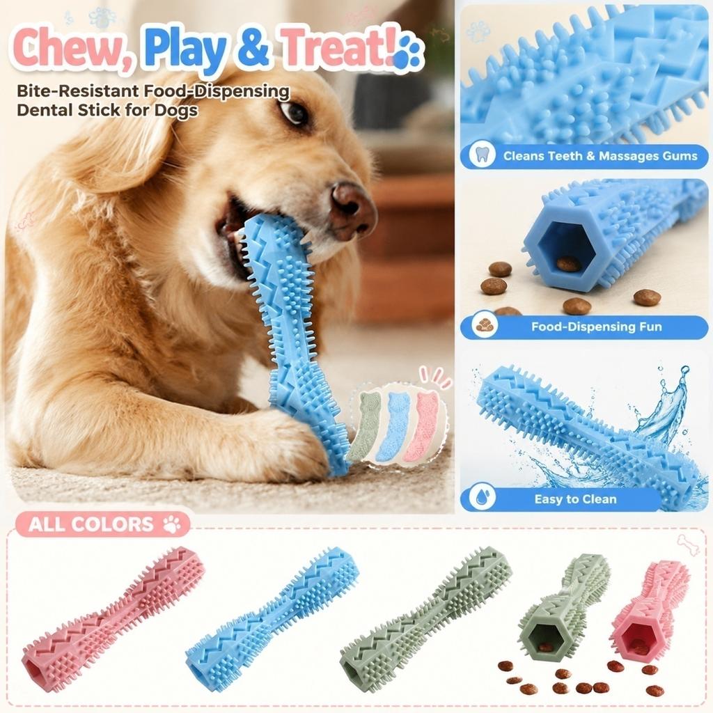 Dog Chew Toy Durable Rubber Dental Stick for Teeth Cleaning and Slow Feeding Interactive Pet Toy for Aggressive Chewers
