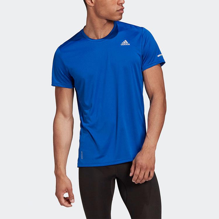 Adidas Logo Running Short Sleeve T-shirt Men Tops Blue GC9094