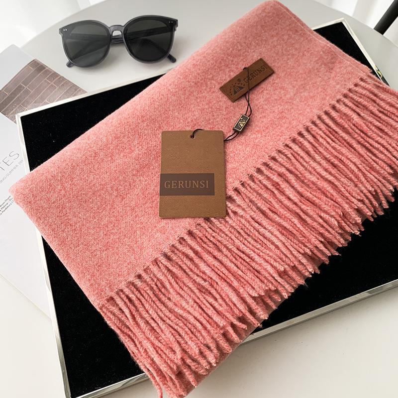 Women's 300g Solid Color Imitation Cashmere Scarf – High-End, All-Match, Warm Autumn/Winter Shawl.
