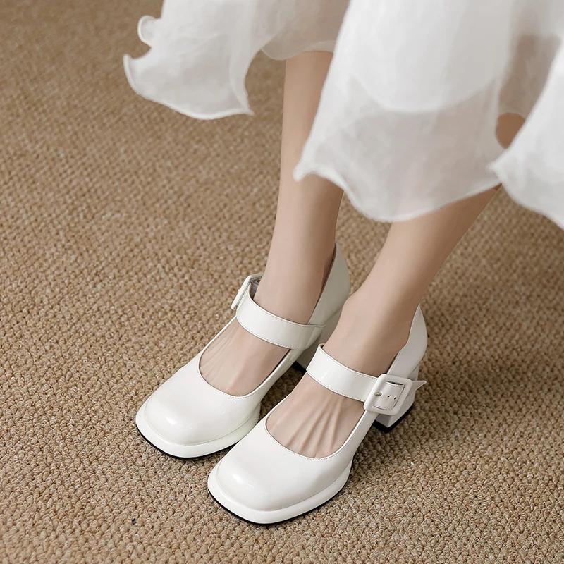 Fashion 2024 Ladies Shoes Mary Janes Women's High Heels Summer Dress Pumps Women Solid Buckle Strap Heels Shoes Ladies Zapatos De Mujer