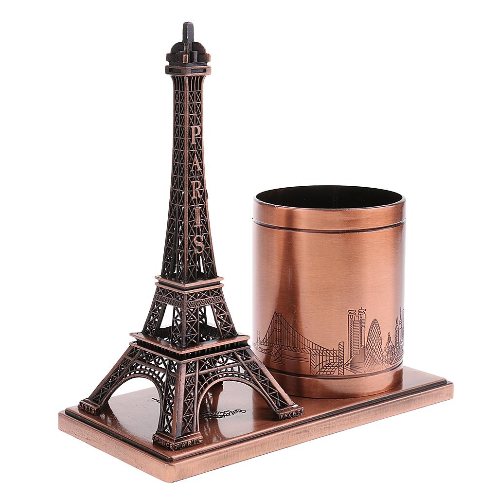 

Iron Pen Holder Desk Organizer Paris Eiffel Tower Figurine Retro Pen Container Figure Decoration Cabinet for Study Room