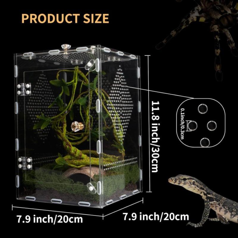 Acryl Reptilien Terrarium Schreibtisch Abnehmbar Atmungsaktiv Reptilien Futterbox Schlange Insekt Spinne Ausstellungsbox Kriechtier Zuchtgehäuse