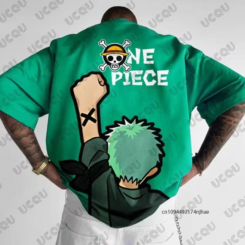 One Piece Luffy Zoro Anime Graphic Print Men's Cotton T-shirt Summer Short Sleeve Tees Clothes Casual Oversized Tops
