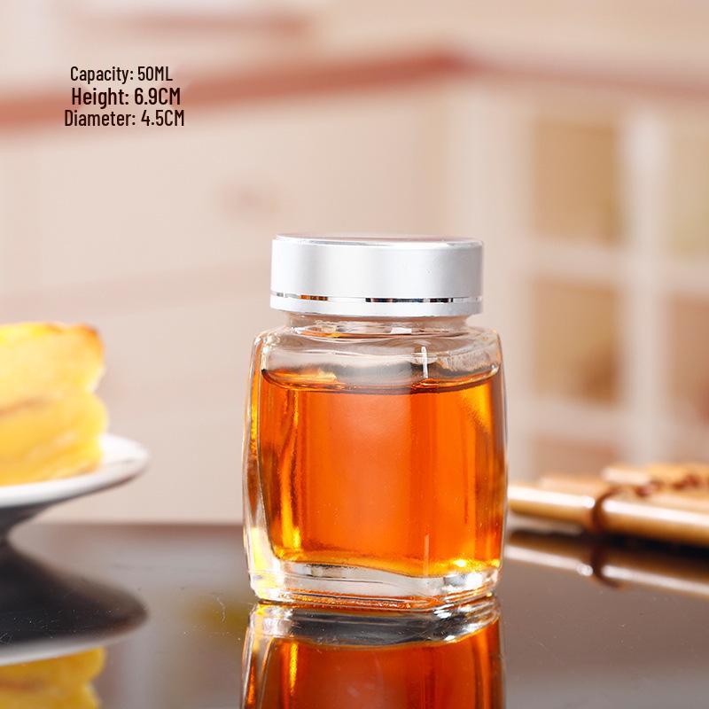 Glass Honey Jar, Sealed Square Jam Jar, Thickened Chili Sauce Jar, Vegetable Storage, Tea Canister