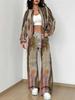 Color Tie-dye Autumn and Winter New European and American Women's Clothing Striped Printing Suit Women