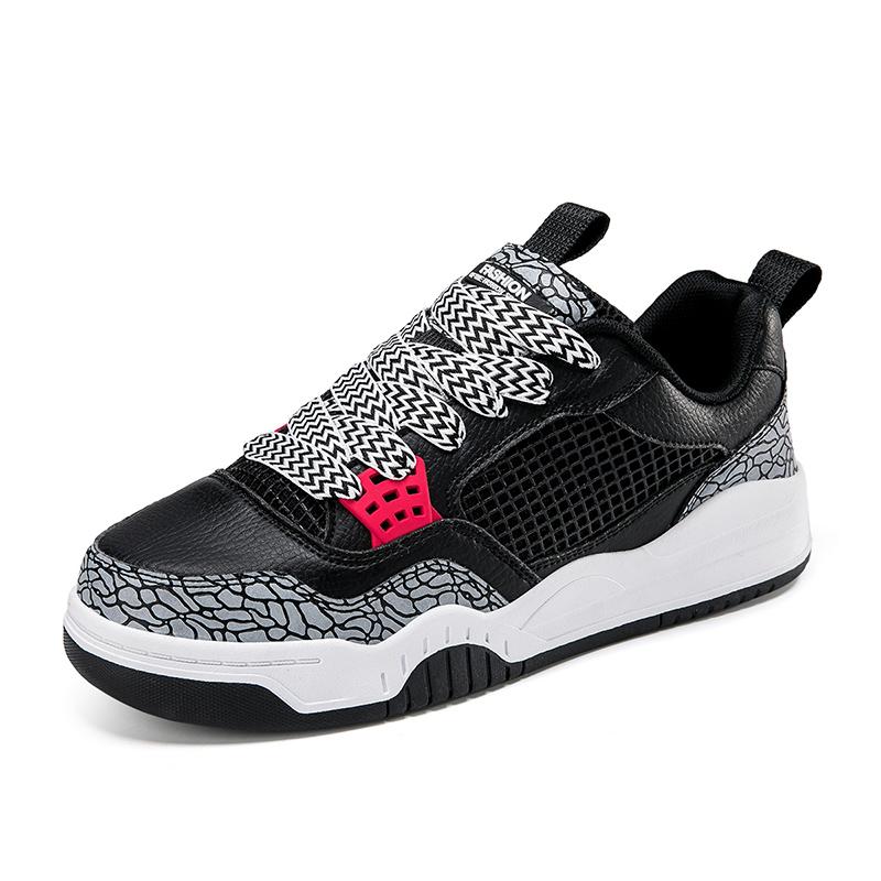 Men's Casual Flat Bottomed Sports Shoes with Dual Color Lace Up Fashion Student Sports Shoes, Men's Vulcanized Versatile Outdoor