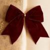 12Pcs Christmas Bow Red Mini Xmas Tree Velvet Bowknot For Home Decoration Wedding Decor Navidad New Year Party