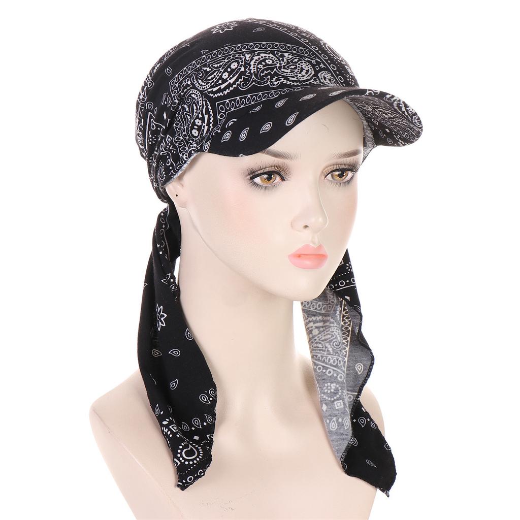 Trendy Print Muslim Hijab Caps With Brim Women Baseball Cap Wrap Head Ramadan Ladies Fashion Headwear Turban Bonnet