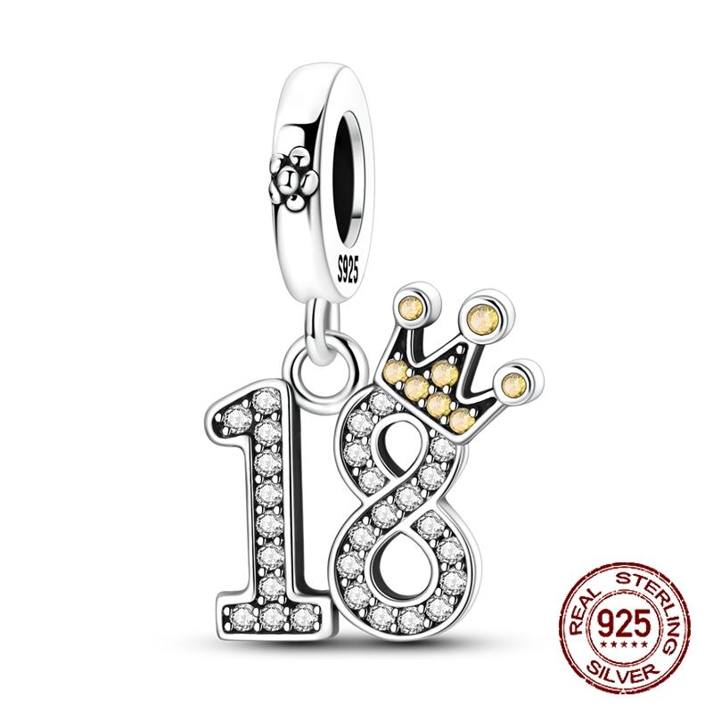 18Th Birthday Charms Copper Commemoration Dangle Pendant Fit Bangle Bracelet Necklace Diy Jewelry
