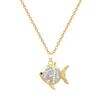 Titanium Steel, Zircon Goldfish Light Luxury Temperament Gorgeous Full Diamond Necklace Female Versatile Collarbone Chain Titanium Steel Chain
