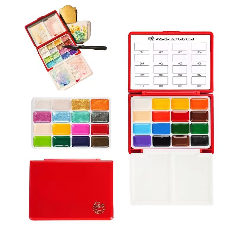 32 Colors Watercolor Paint Set Portable Storage Bag Painting Brush Palette Box Watercolor Pigment Set Art Suppies