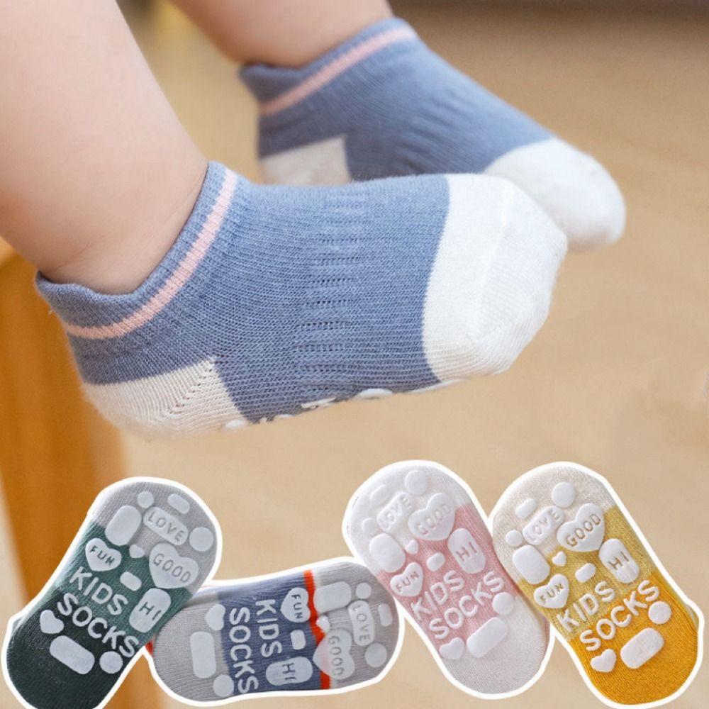 5Pairs Short Tube Baby Floor Socks Letter Toddle Walking Socks Kawaii Kids Ankle Sock  Streetwear