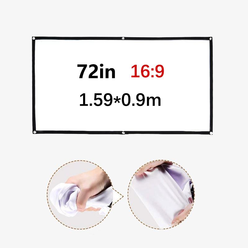 16:9 Portable Projector Screen Simple Projector Curtain 60/72/84/100/120 Inch Hd Display Screen For Home Cinema Theater Movie