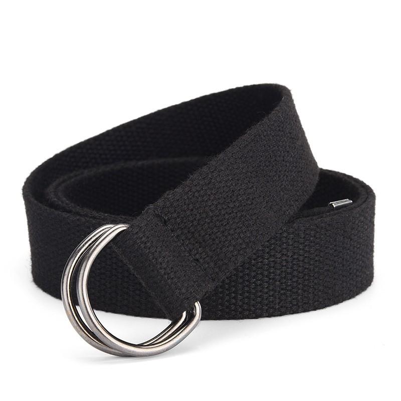 

Unisex canvas belt, classic D buckle, double-loop buckle, woven design, versatile universal pants belt, outdoor nylon belt 110cm чорний