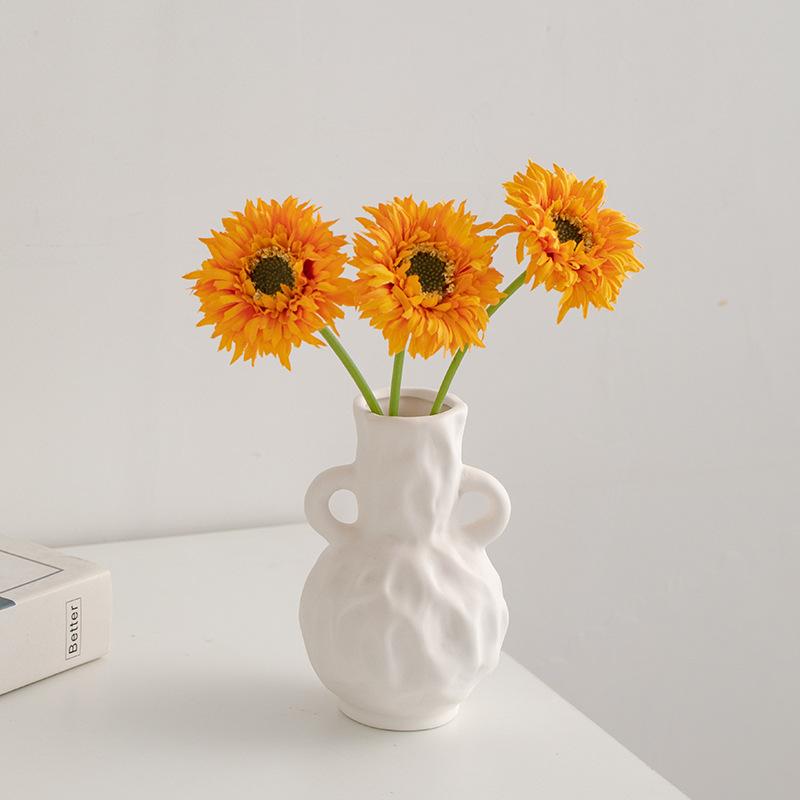 White Ceramic Decoration Dried Flowers Flower Vases Living Room Flower Arrangement Dining Table Foyer Decorations Home Decor