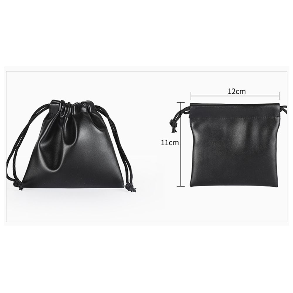 Outdoors Camping Game Toys Jewelry Storage Bag Multi-function Black Faux Leather Drawstring Pouch