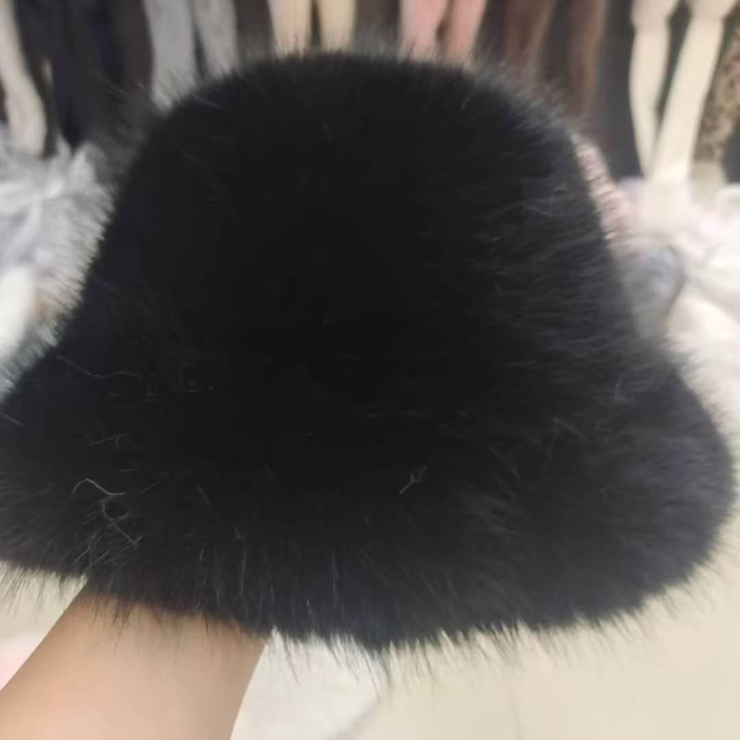 Women s Autumn/Winter Plush Fox Fur Bucket Hat - Cute, Face-Slimming, Girly Style