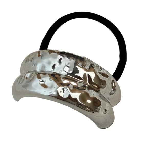 

Женская повязка на голову с геометрическим металлическим декором, высокая эластичная резинка для волос, универсальная укладка, аксессуары для волос A серебряный