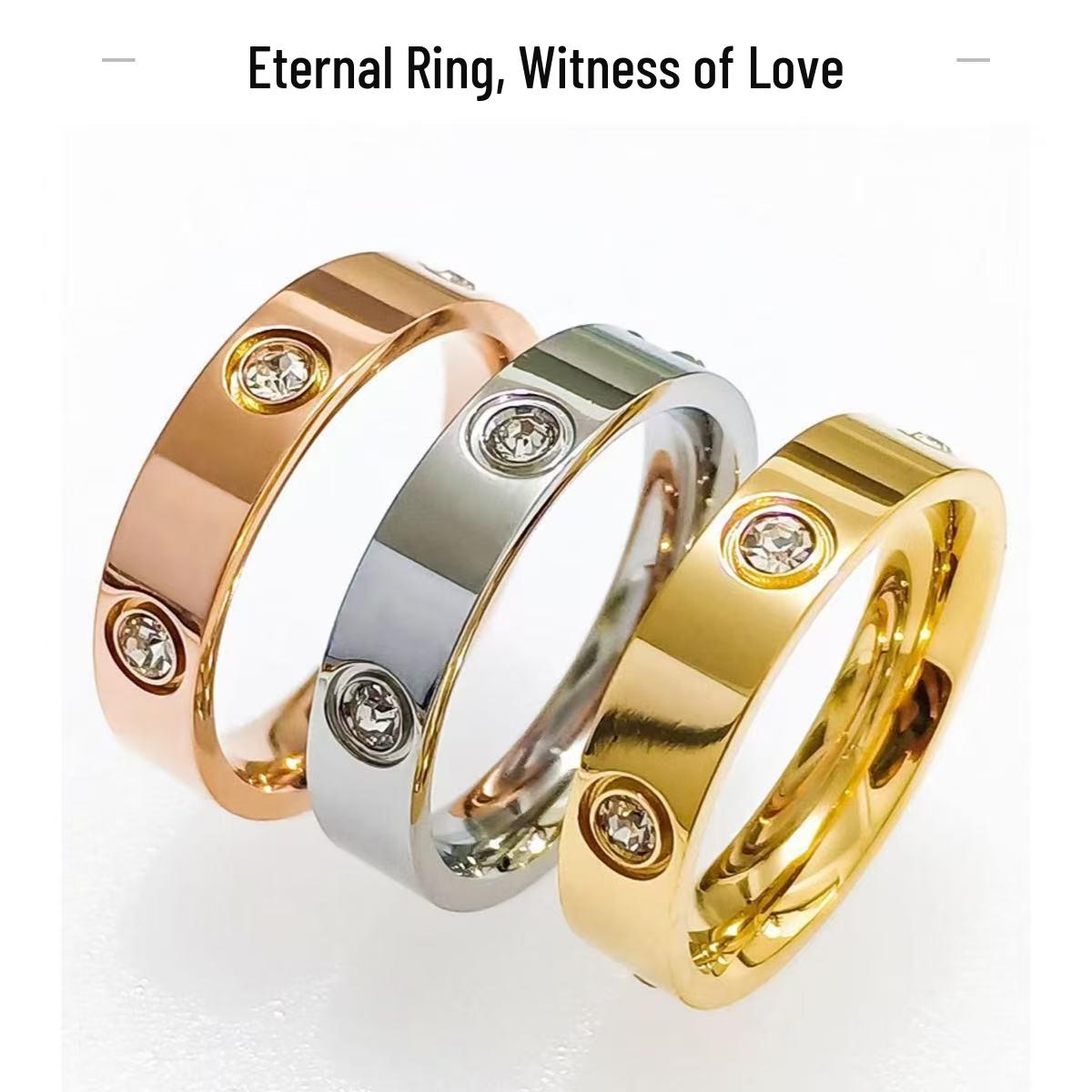 

Европейское и американское кольцо для пары «Звездное небо» с бриллиантом круглой огранки из титановой стали Size 8