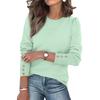 Womens Fashion Long Sleeve Button Cuff Soft Knit Pullover Trendy Tops Solid Color