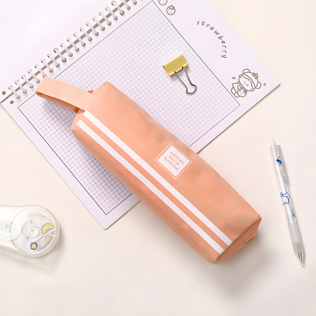 Solid Color Canvas Pencil Case, Student Creative Multifunctional Pencil Case, Stationery Box, Hand-held Pencil Case