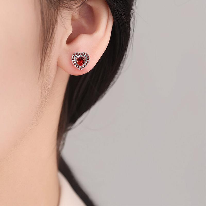 2026 Inlaid Zircon Peach Heart Earrings Women's Small Love Earrings for Your Heart, Women's Cute Heart Earrings
