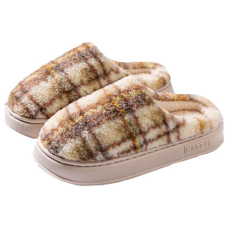 Couple autumn and winter cotton 2025 slippers indoor home warm thickened shoes outdoor fluffy slippers