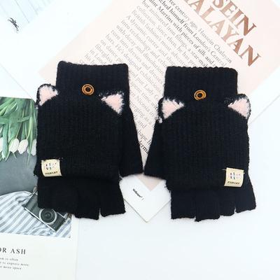 Winter Children's Flip-top Gloves Keep Warm And Against The Cold. Primary School Students Have Half Their Exposed In Winter.
