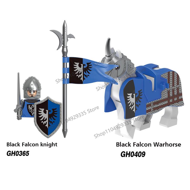 MOC Mittelalterliche Bausteine Zubehör Burgen Gotische Ritter Drache Löwe Krieger Pferd Helme Schilde Rüstungen Äxte Steine Spielzeug