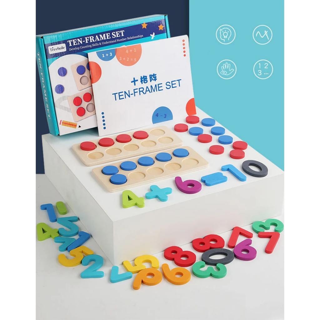 Zabawka Montessori Dziesięciopolowa Kognitywna Liczba Cyfrowa Liczenie Dzieci Trening Logiczny Matematyki Pomoce Dydaktyczne Wczesnej Edukacji Gra Matematyczna dla Dzieci