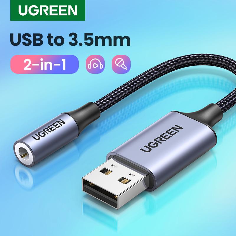 

Для звуковой карты UGREEN Внешний USB-адаптер 3,5 мм USB для наушников Динамик Аудиоинтерфейс для ПК Компьютер PS4 Гарнитура USB Звуковая карта