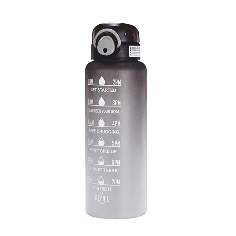 1 Liter Motivations-Wasserflasche mit Strohhalm-Mundstück Mit Zeitmarkierung Auslaufsichere Sport-Wasserflasche Für Fitnessstudio Camping Tour