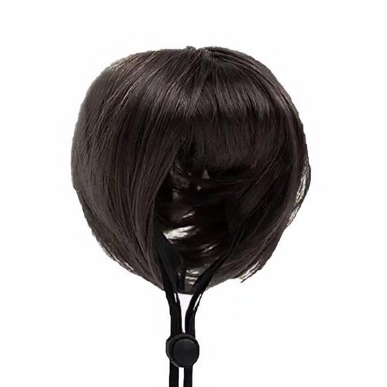 Bob Saç Kesimi Evcil Hayvan Peruğu Komik Tam Kaküllü Köpek Peruğu Kesilebilir Kısa Kedi Peruğu Ayarlanabilir Kayışlı Partiler ve Cosplay İçin Kostüm Aksesuarı