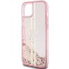 Guess Guhcp15Mlfcsegp Iphone 15 Plus / 14 Plus 6.7 Różowy/Pink Twarde Etui Płynny Brokat Złote Paski