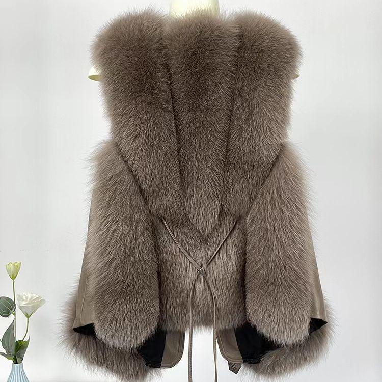 Faux Fox Fur Vest - New Autumn/winter Short Patchwork Solid Color Jacket Women's Coats