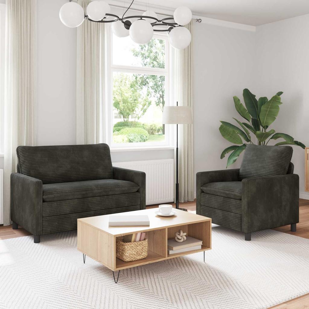 Sofa Set 2 pcs Anthrazit Polyester