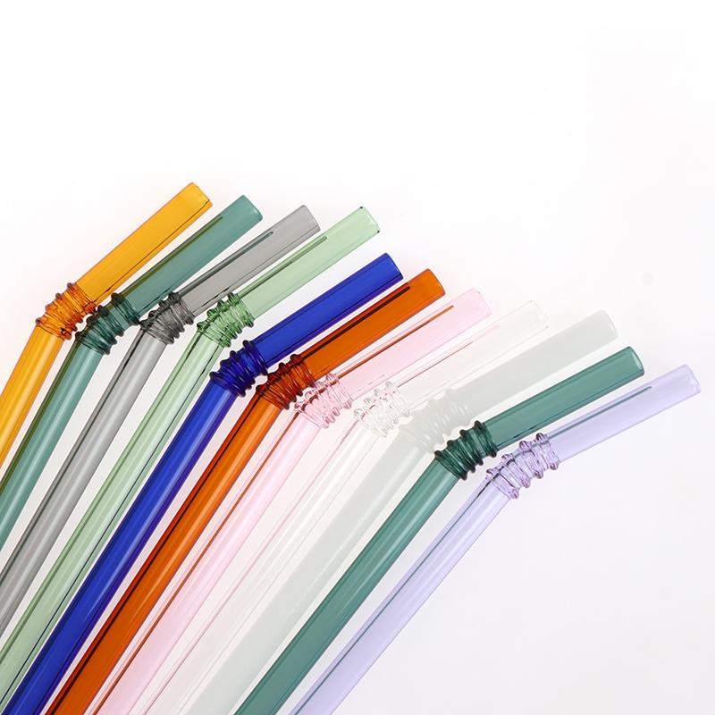 1Pc Reusable Glass Straws Colorful Drinking Straw Eco-Friendly High Borosilicate Glass Straw Party Favors Bar Drinkware