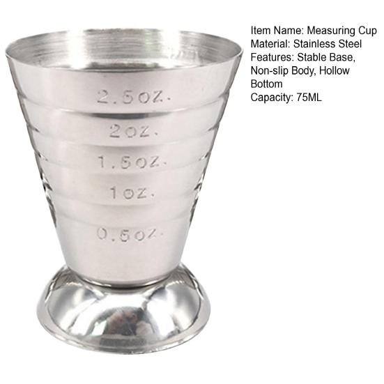 75ML Measuring Cup 3 Capacity Units Clear Scales Stable Base Non-slip Body Large-Capacity Hollow Bottom Mirror Shaker Cup Kitchen Gadget