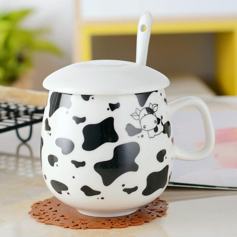 300ML Ceramic Mug with Lid & Spoon: Creative Coffee, Milk, or Tea Cup In Gift Box