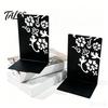 Compact Bookend 2PCS Metal Bookends, L-Shaped Reinforced Support Book Holder, with Non-Slip Large Capacity Holder Pads, Hollow Floral Design