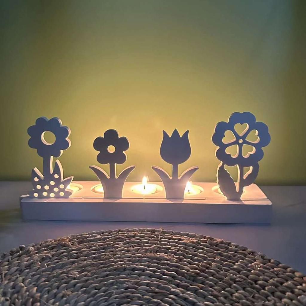 Flower Candlestick Molds with Base for Making Candle Holder Candlestick Tealight Holder Room Decorations DIY Craft