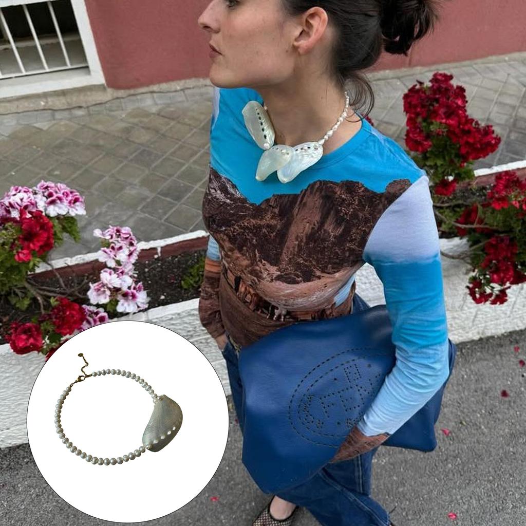 Bold Ocean Themed Layered Shell Pendant Statement Necklace For Women Unique Natural Beach Jewelry Present